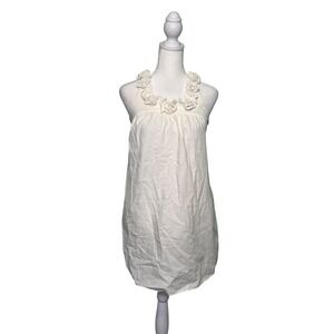 Vintage Kelly's Kids Dress Floral Appliqué Linen Blend Girl's Size 14/16